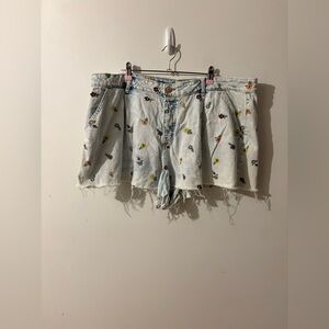 Wild Fable Floral Embroidered Denim Shorts Size 20